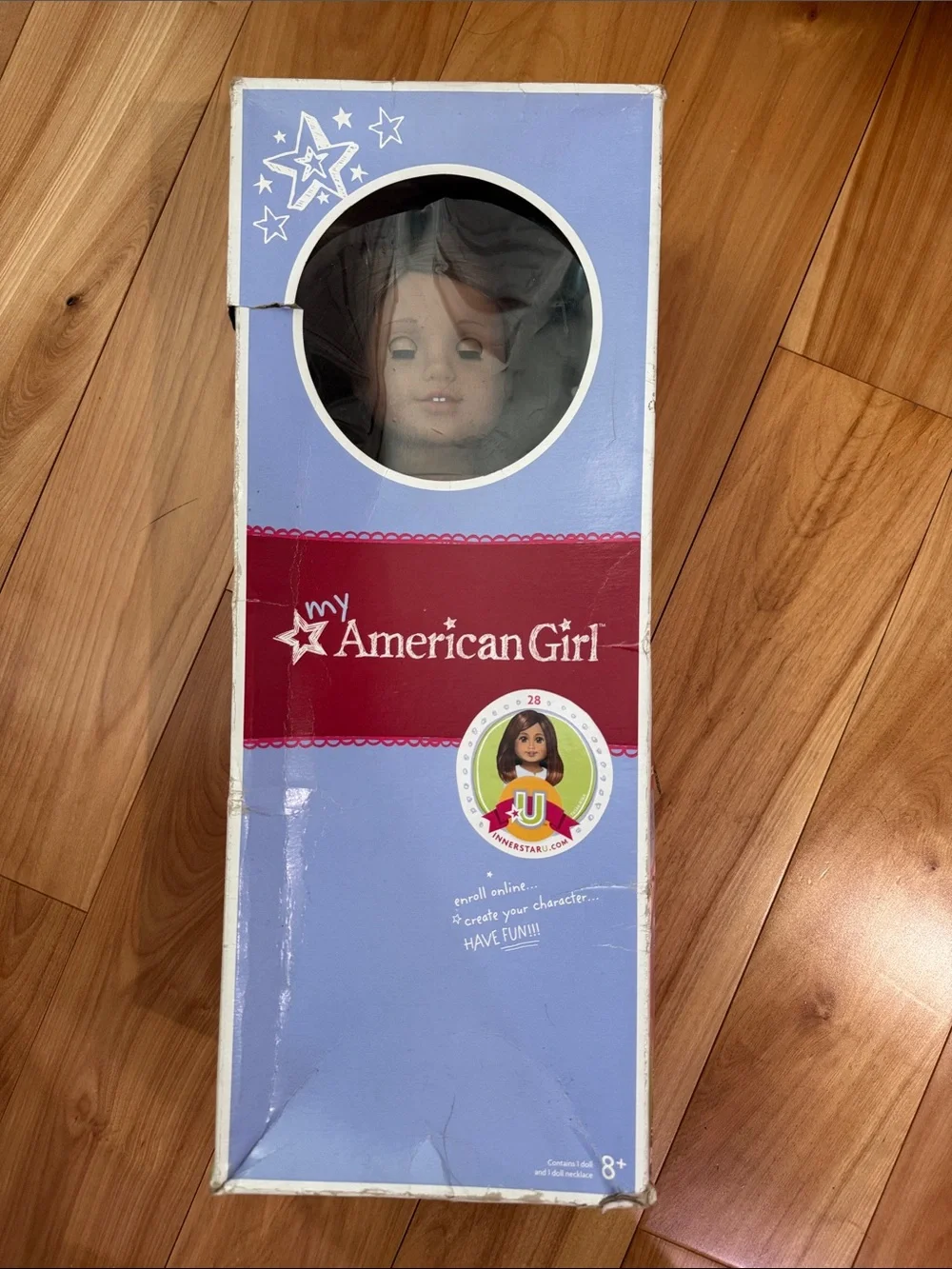 American Girl Doll in Lavender and Red Box